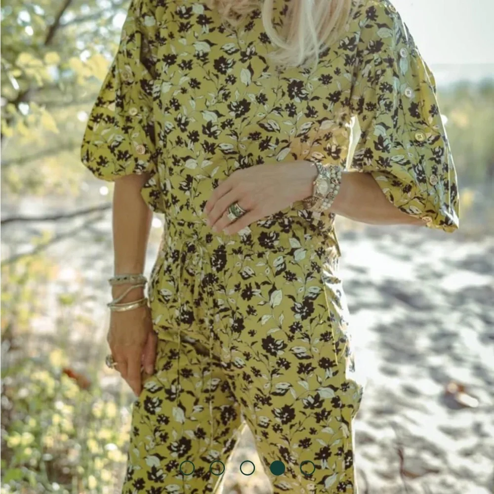 NWT Buru Le Culottes Full Length in Chartreuse Floral - Picture 4 of 10